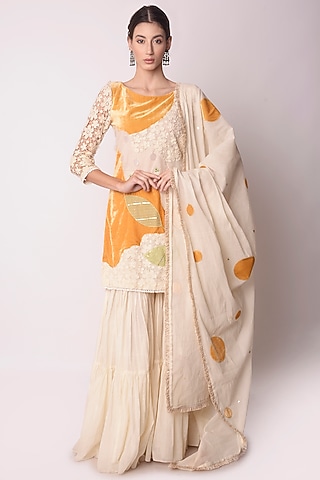 Multi-Coloured Organic Cotton Sharara Set by Shwetanga