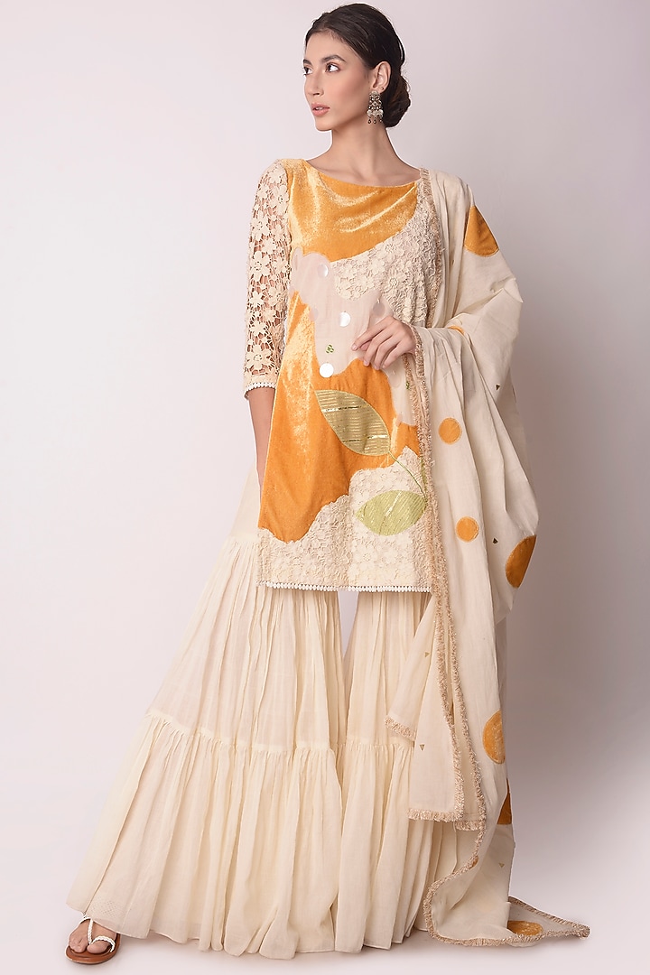 Multi-Coloured Organic Cotton Party Wear Sharara Set by Shwetanga at Pernia's Pop Up Shop