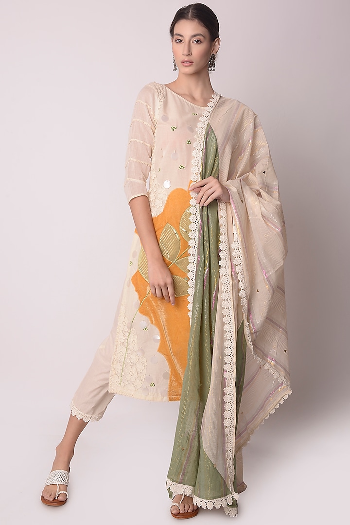 Multi-Coloured Organic Cotton Kurta Set by Shwetanga at Pernia's Pop Up Shop