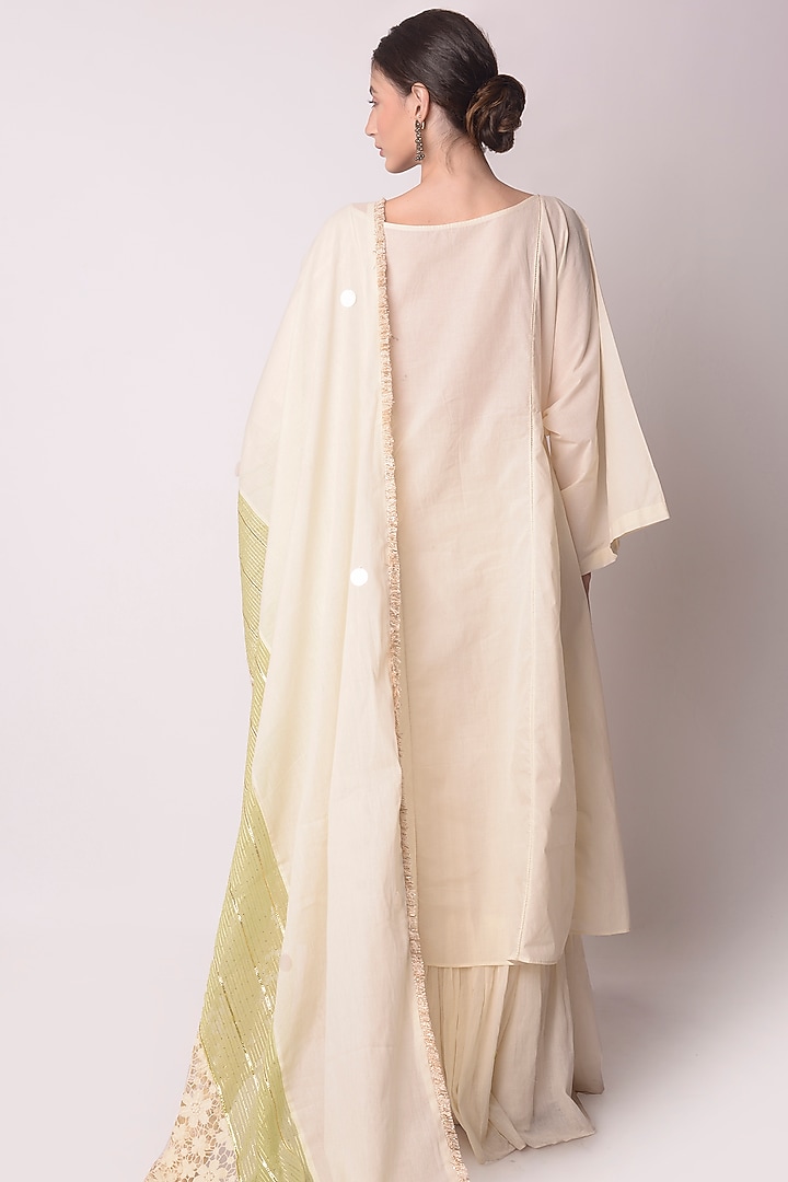 Ivory Organic Cotton Party Wear Sharara Set by Shwetanga at Pernia's Pop Up Shop