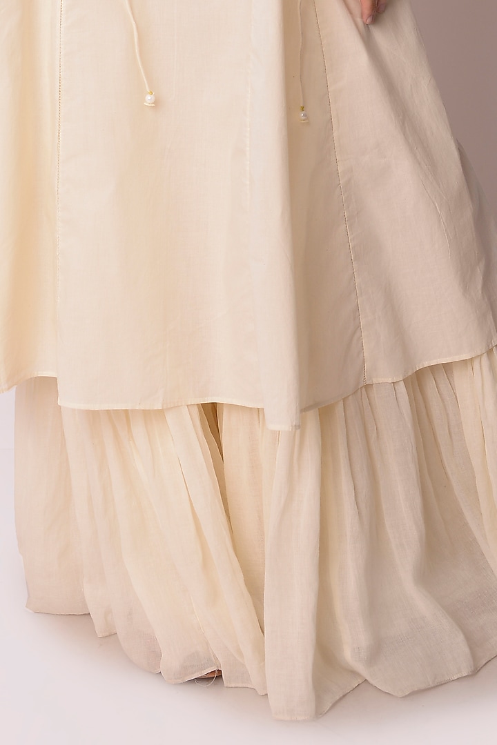 Ivory Organic Cotton Party Wear Sharara Set by Shwetanga at Pernia's Pop Up Shop