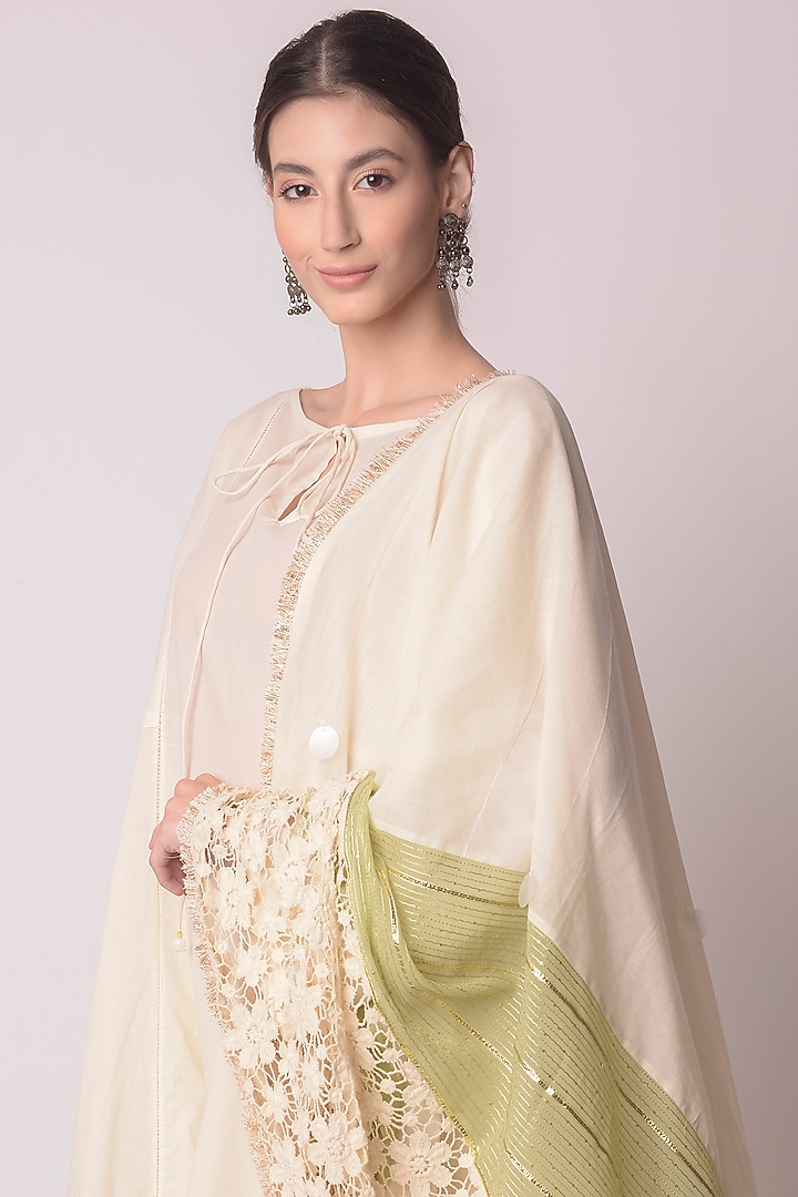 Ivory Organic Cotton Party Wear Sharara Set by Shwetanga at Pernia's Pop Up Shop