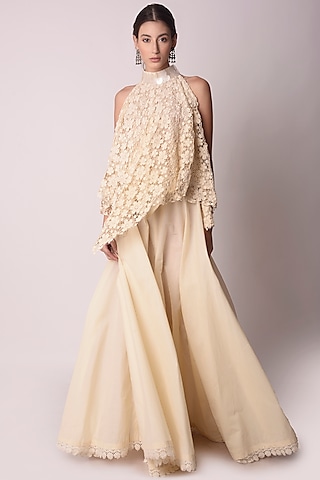 Ivory Organic Cotton Sharara Set by Shwetanga