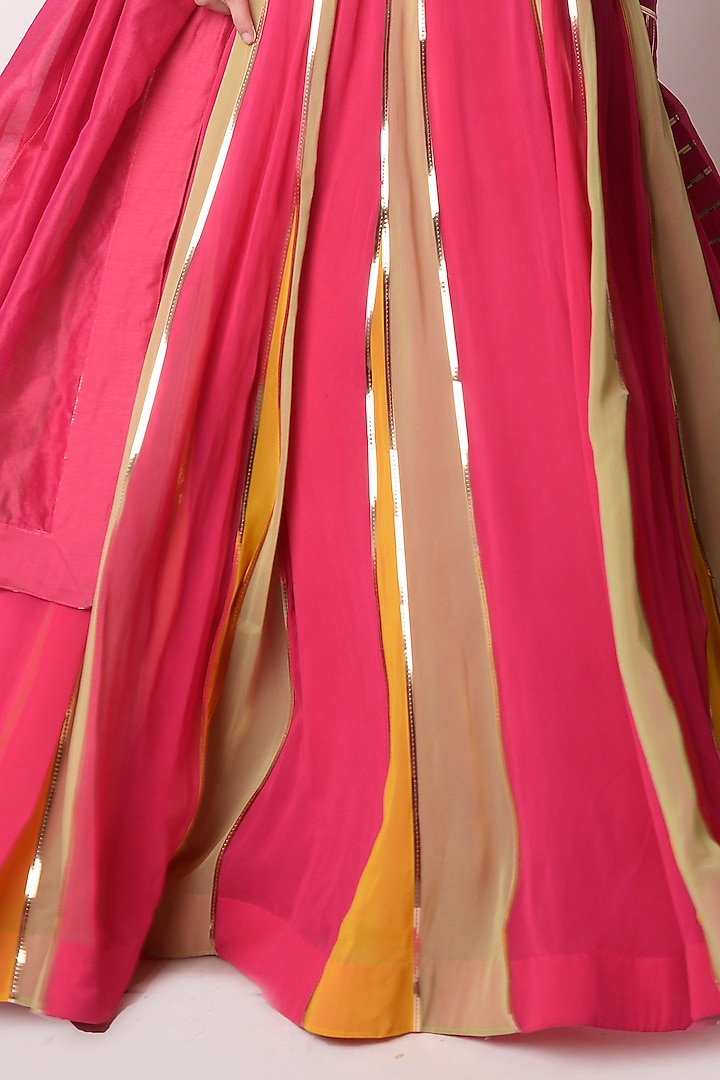 Multicolor Georgette & Chanderi Wedding Lehenga Set by Shwetanga at Pernia's Pop Up Shop