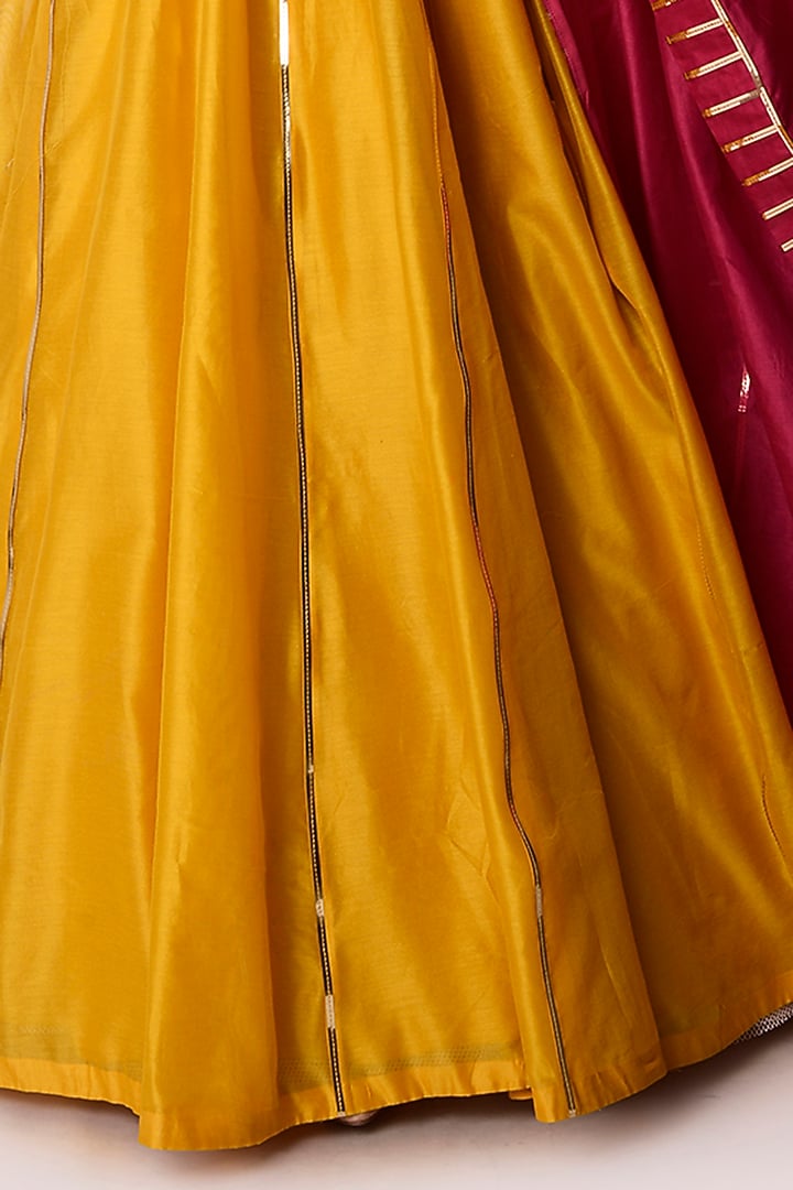Mustard Chanderi Embroidered Wedding Anarkali Set by Shwetanga at Pernia's Pop Up Shop