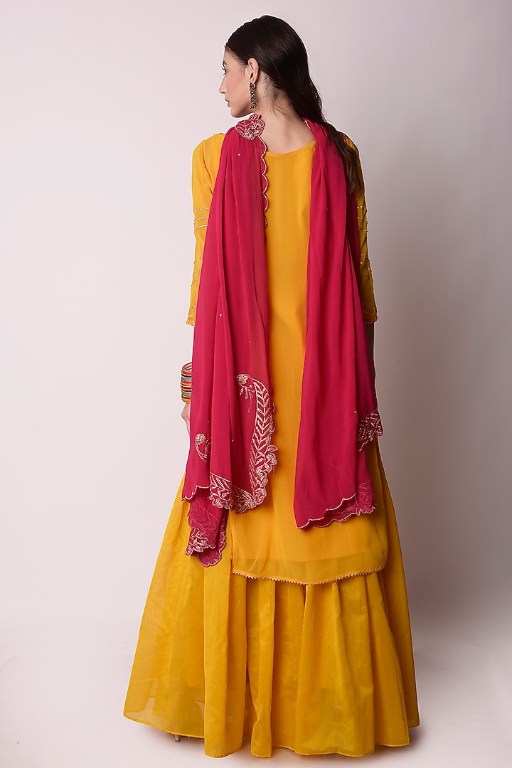 Multi-Colored Georgette & Chanderi Party Wear Sharara Set by Shwetanga at Pernia's Pop Up Shop