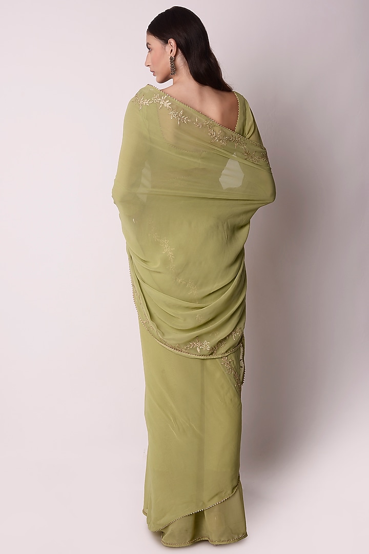 Jade Green Georgette Party Wear Saree Set by Shwetanga at Pernia's Pop Up Shop