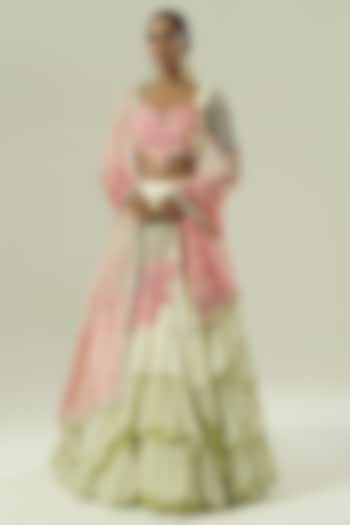 Multi-Colored Satin Georgette Patchwork Wedding Lehenga Set by Shwetanga at Pernia's Pop Up Shop