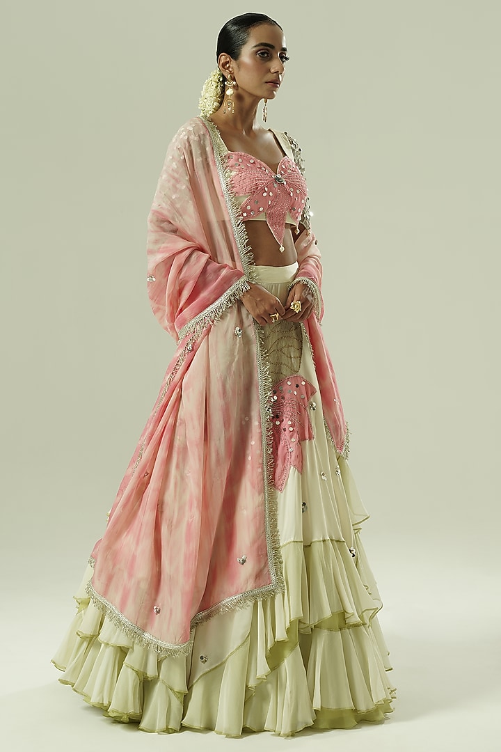 Multi-Colored Satin Georgette Patchwork Wedding Lehenga Set by Shwetanga at Pernia's Pop Up Shop