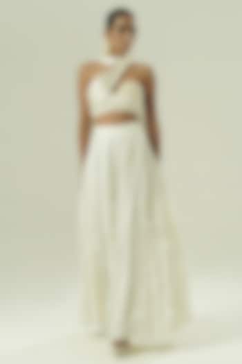 Ivory Semi Silk Party Wear Sharara Set by Shwetanga at Pernia's Pop Up Shop