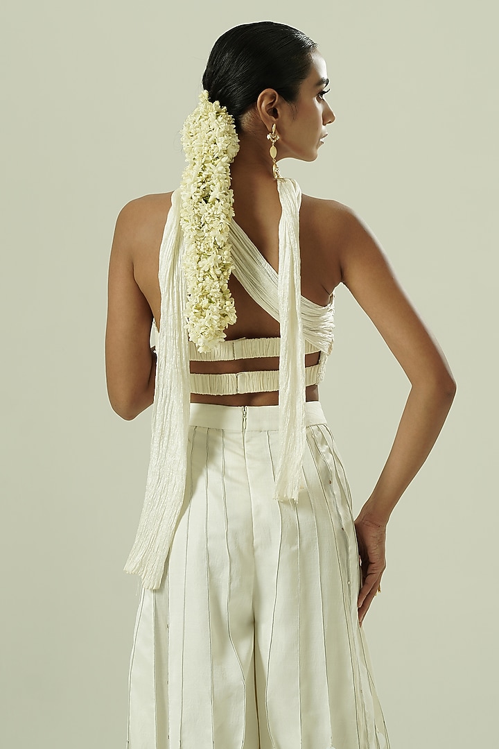 Ivory Semi Silk Party Wear Sharara Set by Shwetanga at Pernia's Pop Up Shop