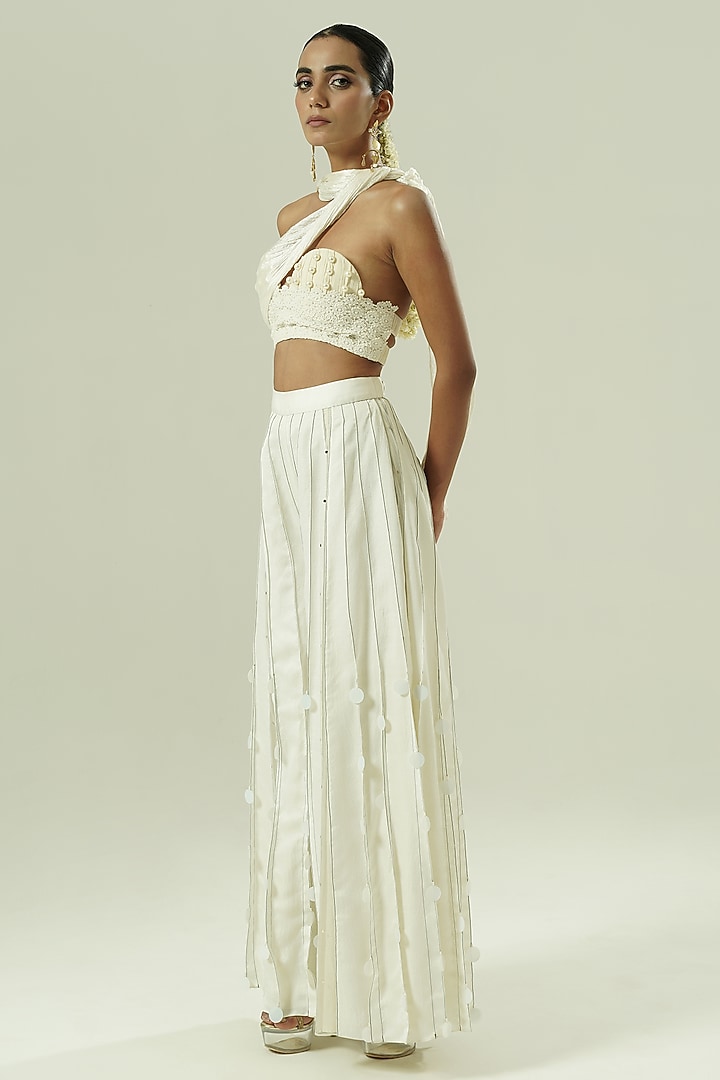 Ivory Semi Silk Party Wear Sharara Set by Shwetanga at Pernia's Pop Up Shop