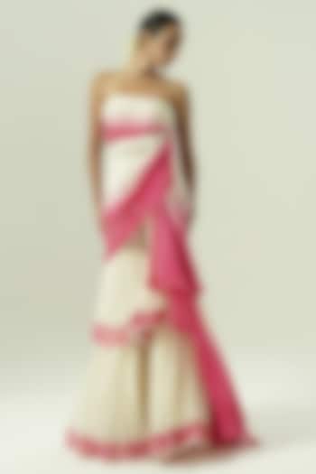 Ivory & Pink Ombre Organza Sharara Party Wear Saree Set by Shwetanga at Pernia's Pop Up Shop