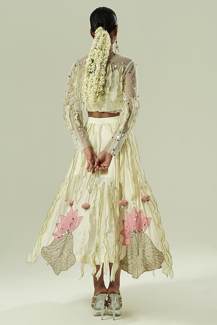 Multi-Colored Satin Georgette Patchwork Skirt Set by Shwetanga at Pernia's Pop Up Shop