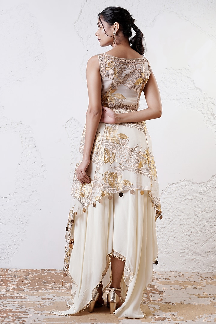 Ivory Organza & Crepe Party Wear Sharara Set by Shwetanga at Pernia's Pop Up Shop