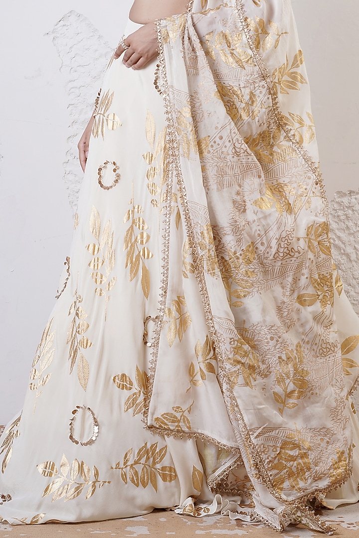 Ivory & Gold Organza Embroidered Wedding Lehenga Set by Shwetanga at Pernia's Pop Up Shop