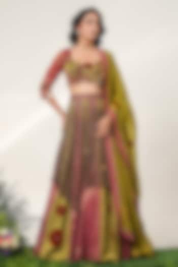 Multi-Colored Cotton Tissue & Organza Wedding Lehenga Set by Shwetanga at Pernia's Pop Up Shop