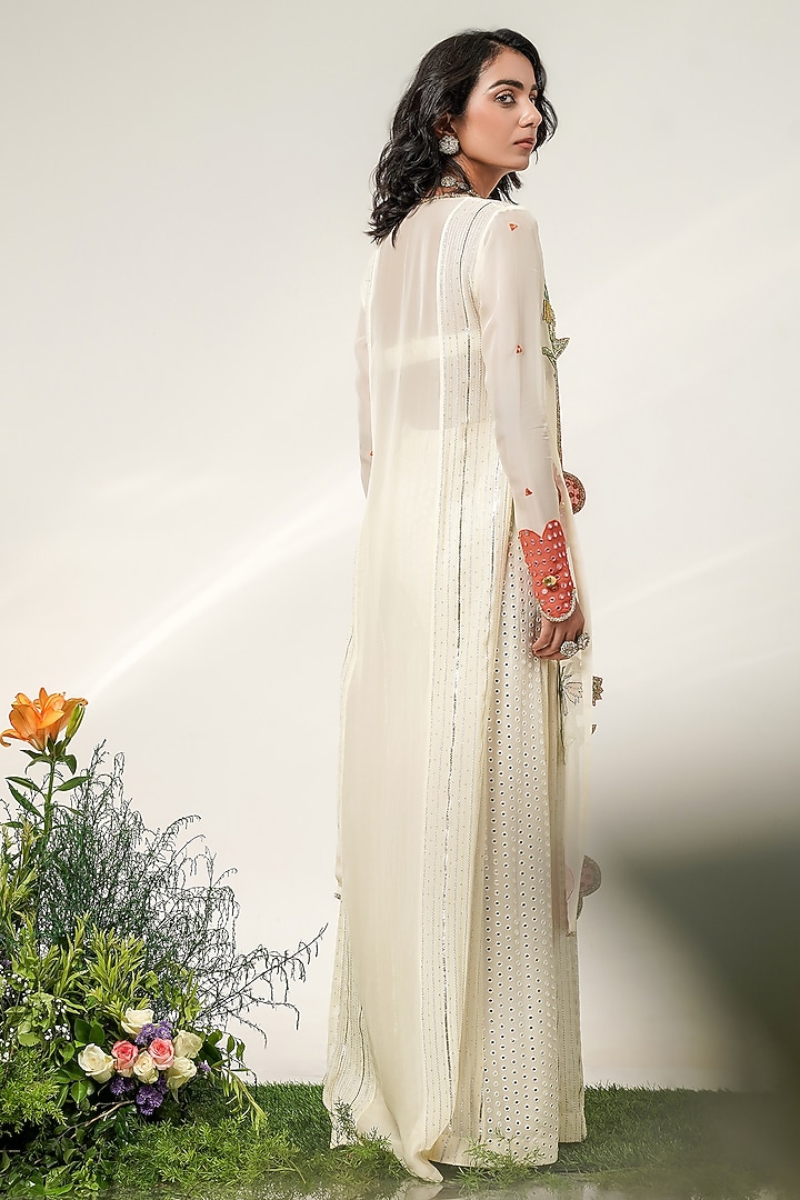 Ivory Organza Patchwork Jacket Set by Shwetanga at Pernia's Pop Up Shop