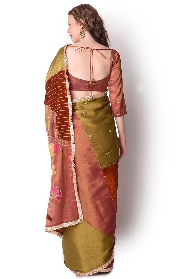 Multi-Colored Patch Work Party Wear Saree Set by Shwetanga at Pernia's Pop Up Shop