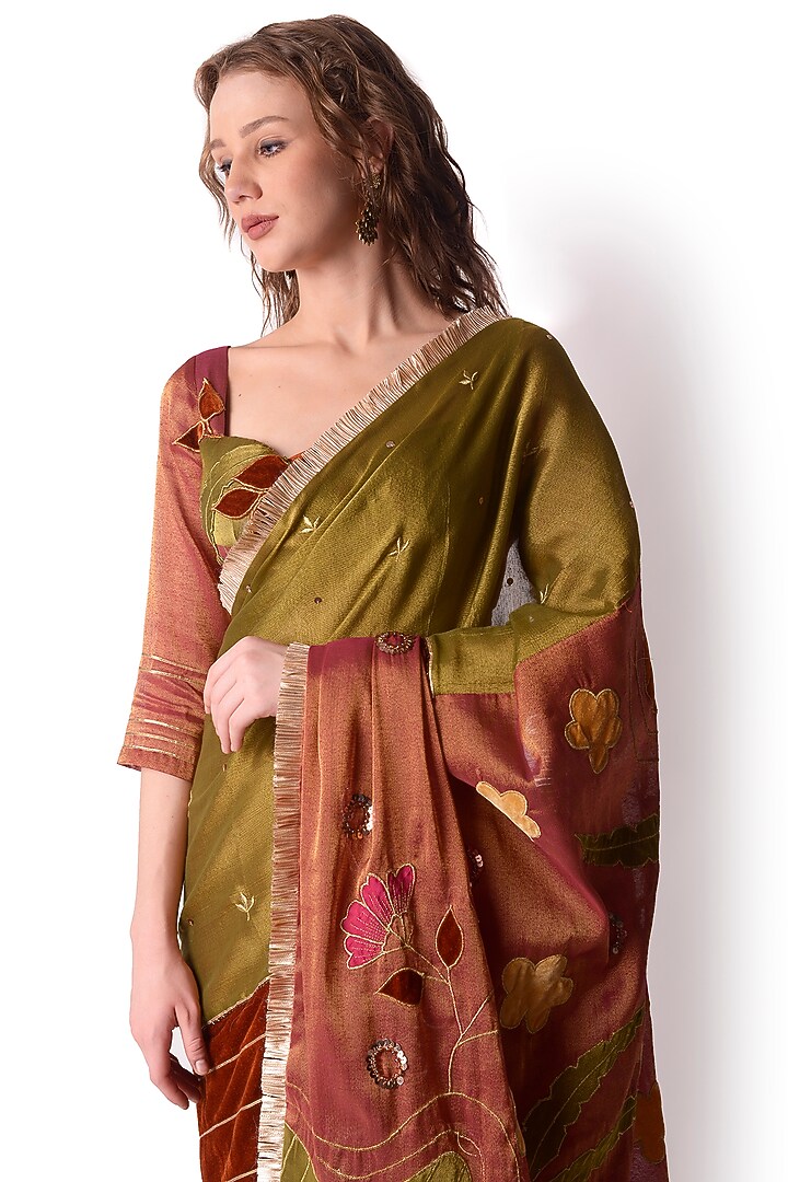 Multi-Colored Patch Work Party Wear Saree Set by Shwetanga at Pernia's Pop Up Shop