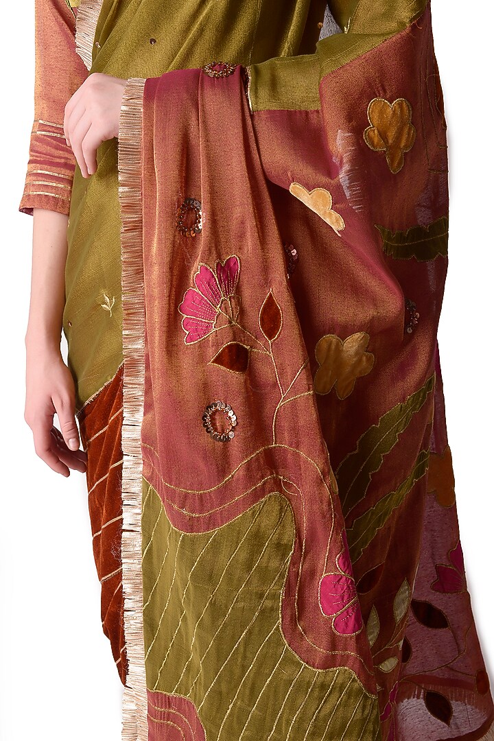 Multi-Colored Patch Work Party Wear Saree Set by Shwetanga at Pernia's Pop Up Shop
