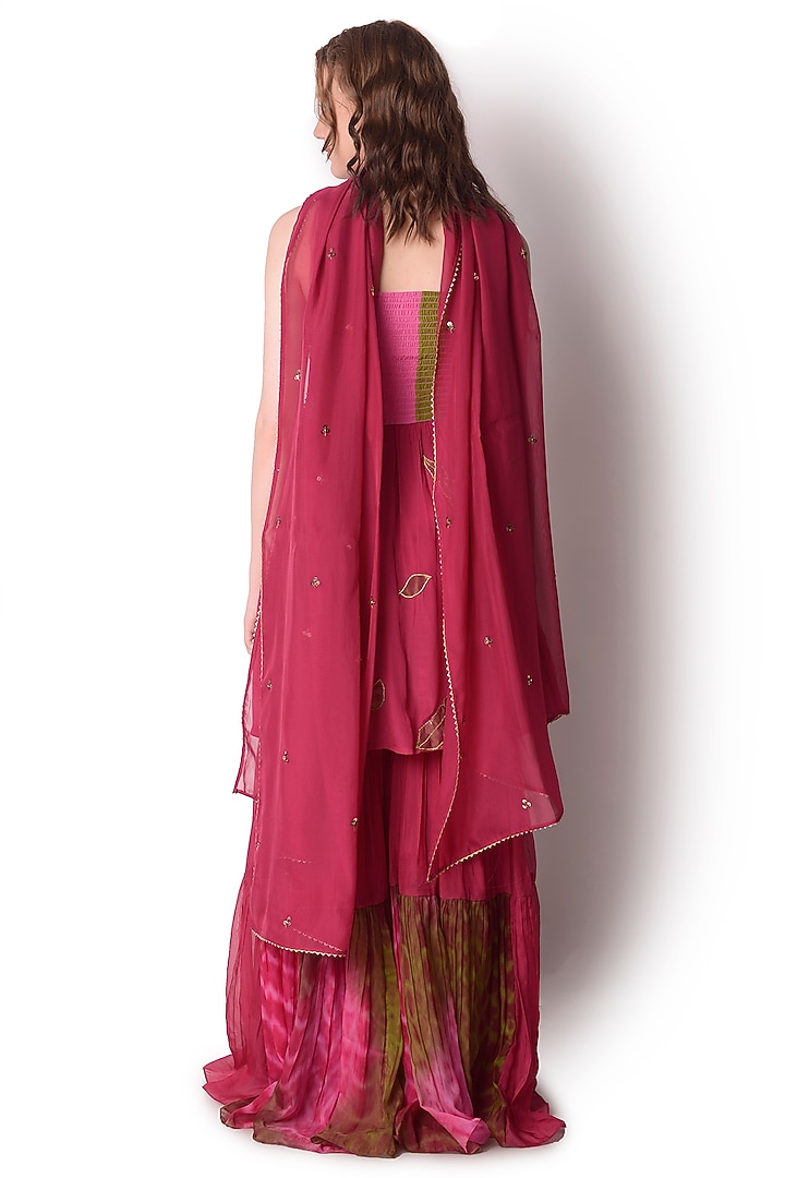 Magenta Tie-Dyed Party Wear Sharara Set by Shwetanga at Pernia's Pop Up Shop