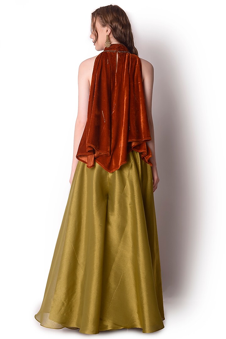 Olive Tissue Sharara Pants by Shwetanga at Pernia's Pop Up Shop