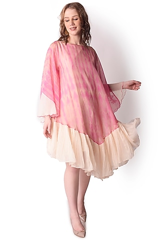 Rose Pink & Ivory Printed Scarf Dress by Shwetanga