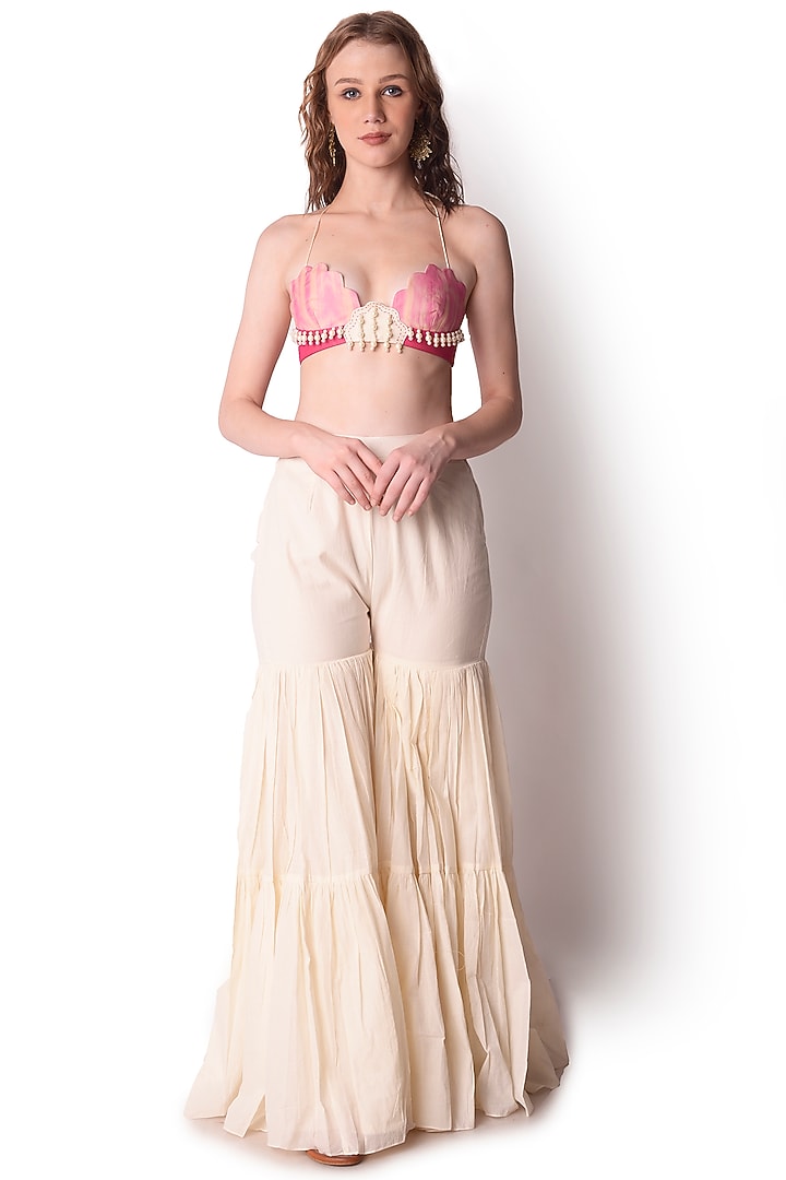 Ivory Cotton Party Wear Sharara Set by Shwetanga at Pernia's Pop Up Shop