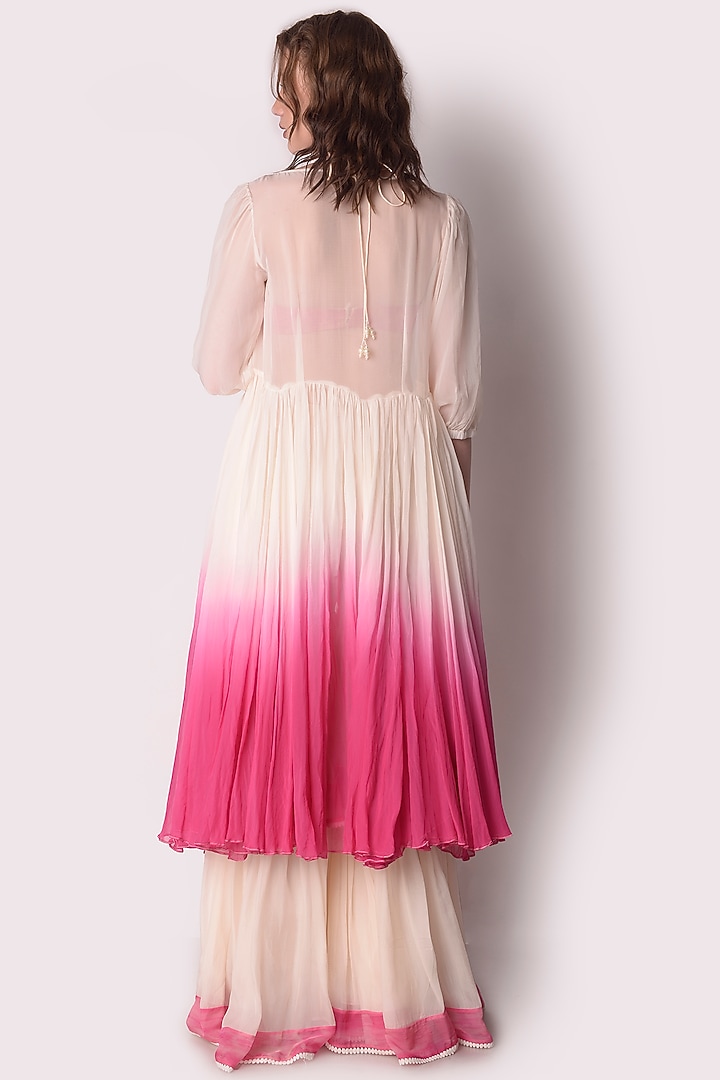 Rose Pink & Ivory Organza Party Wear Sharara Set by Shwetanga at Pernia's Pop Up Shop
