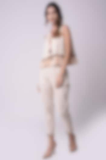 Ivory Cotton Cropped Pant Set by Shwetanga at Pernia's Pop Up Shop