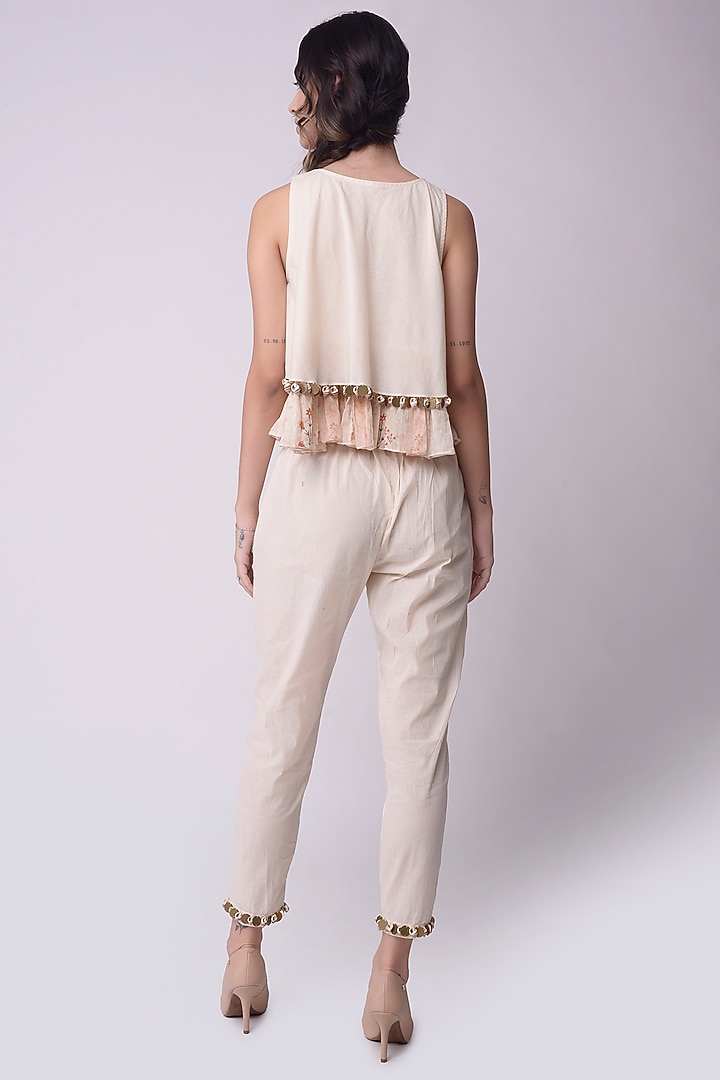 Ivory Cotton Cropped Pant Set by Shwetanga at Pernia's Pop Up Shop