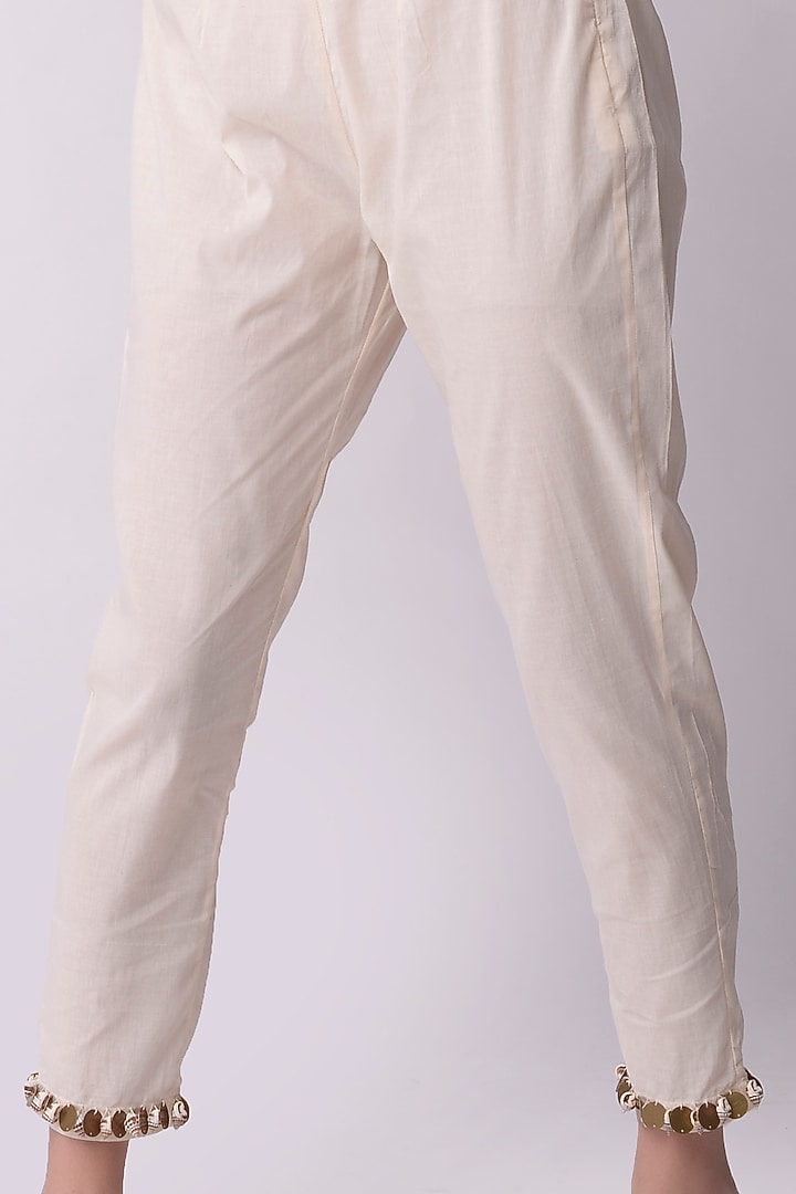 Ivory Cotton Cropped Pant Set by Shwetanga at Pernia's Pop Up Shop