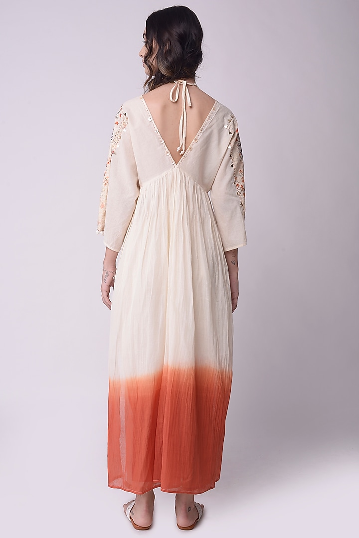 Ivory Ombre Organic Cotton Printed Kaftan Kurta Set by Shwetanga at Pernia's Pop Up Shop