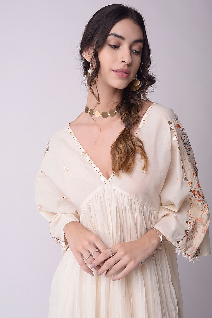 Ivory Ombre Organic Cotton Printed Kaftan Kurta Set by Shwetanga at Pernia's Pop Up Shop