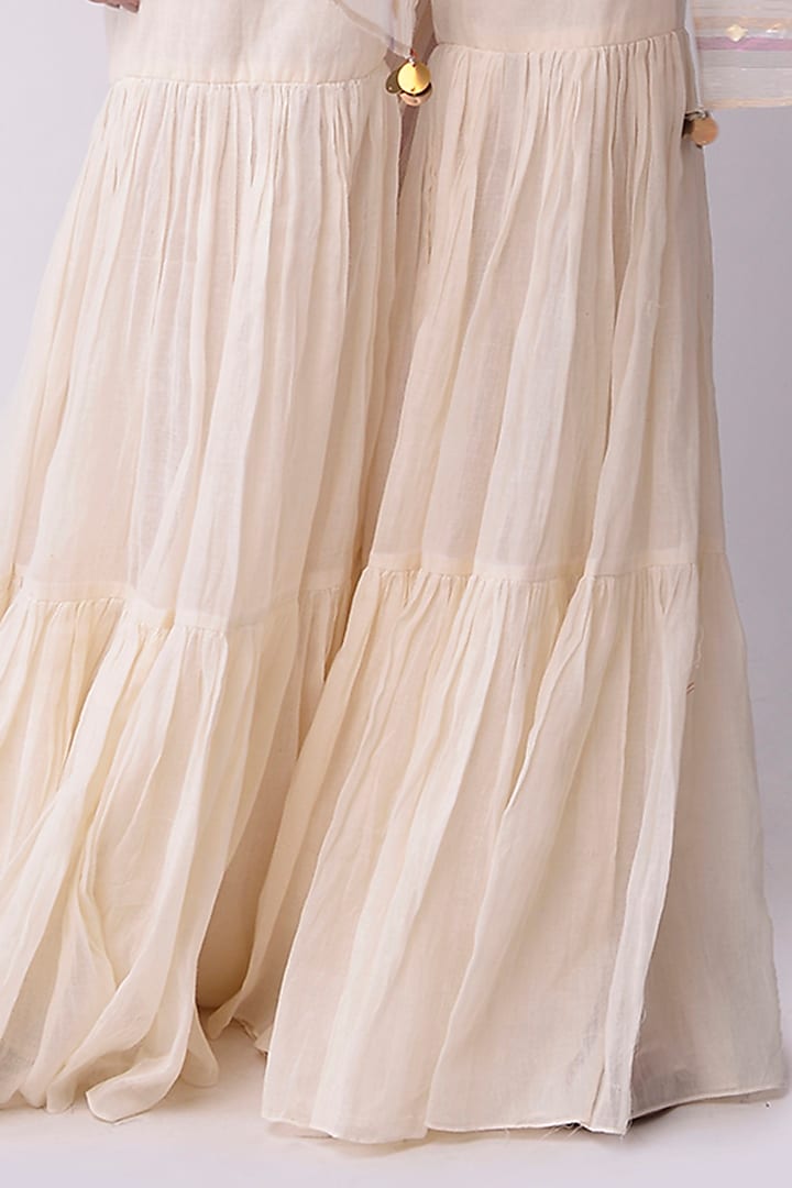 Ivory Cotton Tiered Sharara Set by Shwetanga at Pernia's Pop Up Shop