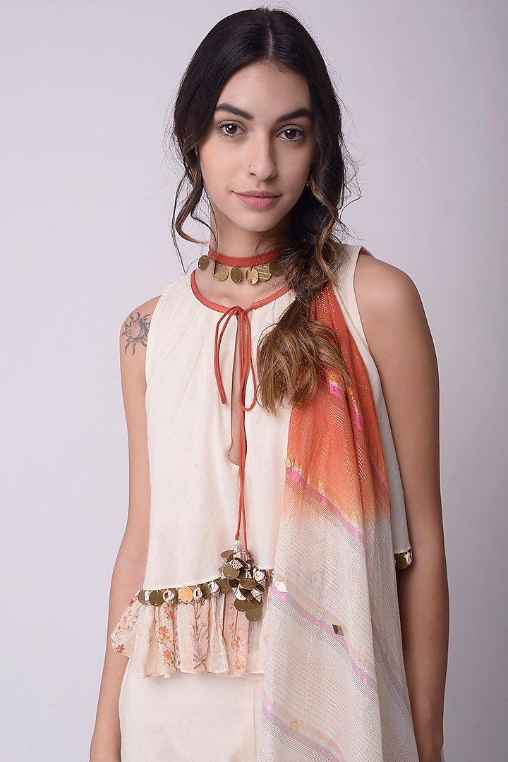 Ivory Cotton Tiered Sharara Set by Shwetanga at Pernia's Pop Up Shop