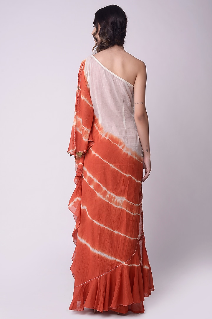 Ivory & Rust Brown Printed Kaftan Summer Dress by Shwetanga at Pernia's Pop Up Shop
