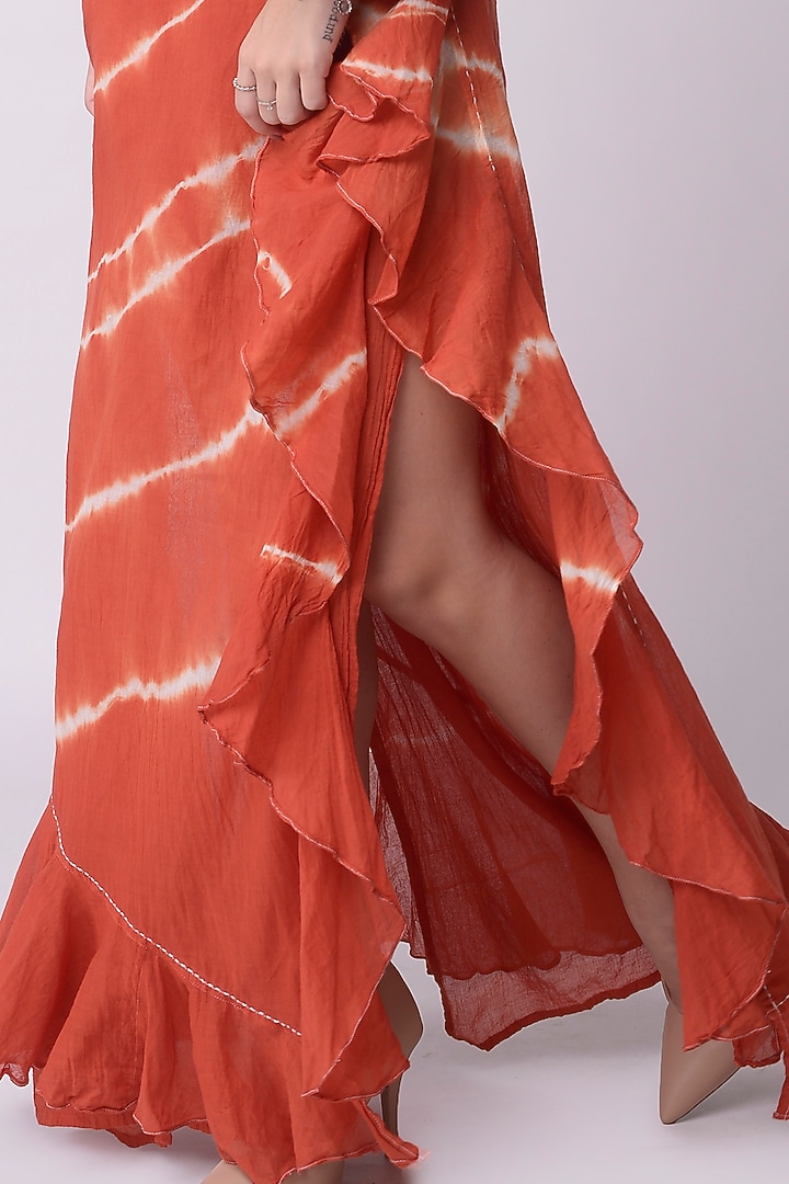 Ivory & Rust Brown Printed Kaftan Summer Dress by Shwetanga at Pernia's Pop Up Shop