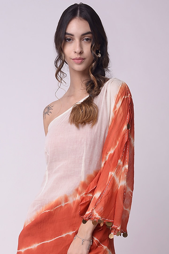 Ivory & Rust Brown Printed Kaftan Summer Dress by Shwetanga at Pernia's Pop Up Shop