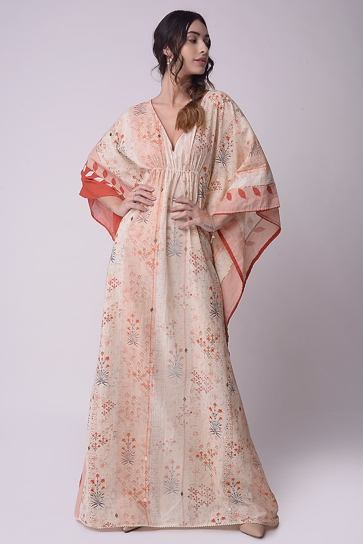 Ivory Embroidered Kaftan by Shwetanga at Pernia's Pop Up Shop
