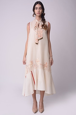 Ivory Tie-Dye A-Line Dress by Shwetanga