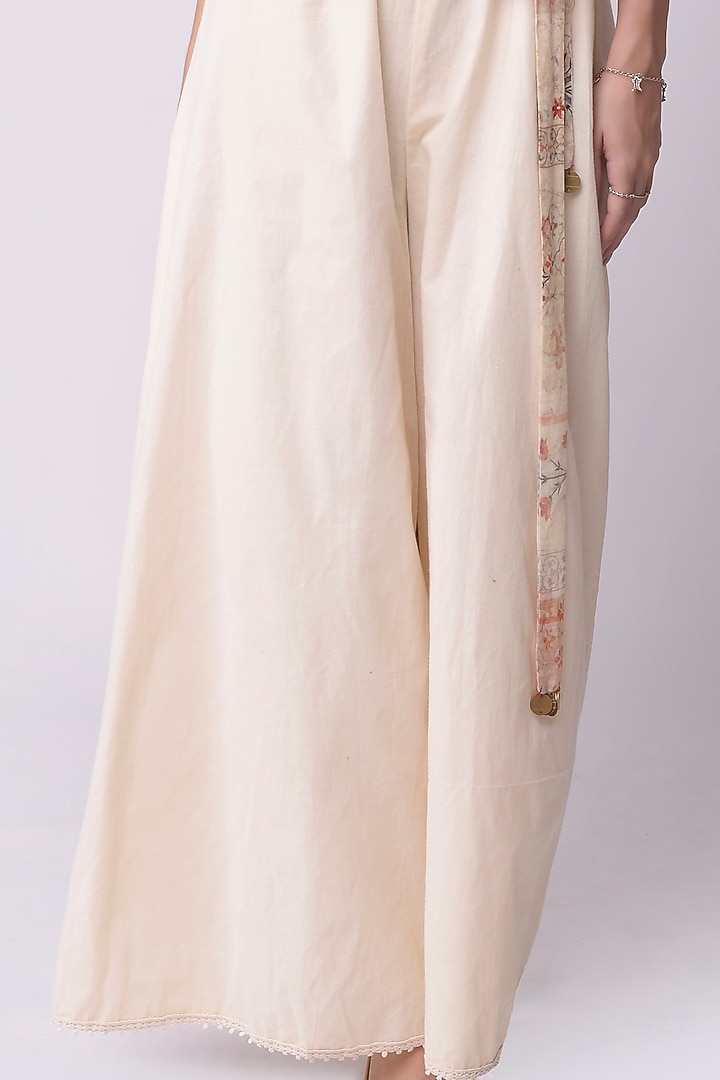 Ivory Printed & Embroidered Jumpsuit by Shwetanga at Pernia's Pop Up Shop