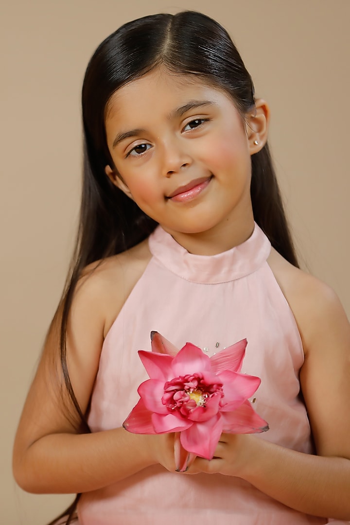 Pastel Pink Silk Organza Hand Embroidered Lehenga Set by Swati Golyan at Pernia's Pop Up Shop