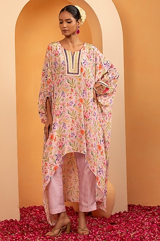 Petal Pink Crepe Printed & Sequins Embellished Co-Ord Set by Swati Wadhwani Couture