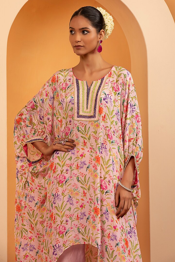 Petal Pink Crepe Printed & Sequins Embellished Co-Ord Set by Swati Wadhwani Couture at Pernia's Pop Up Shop