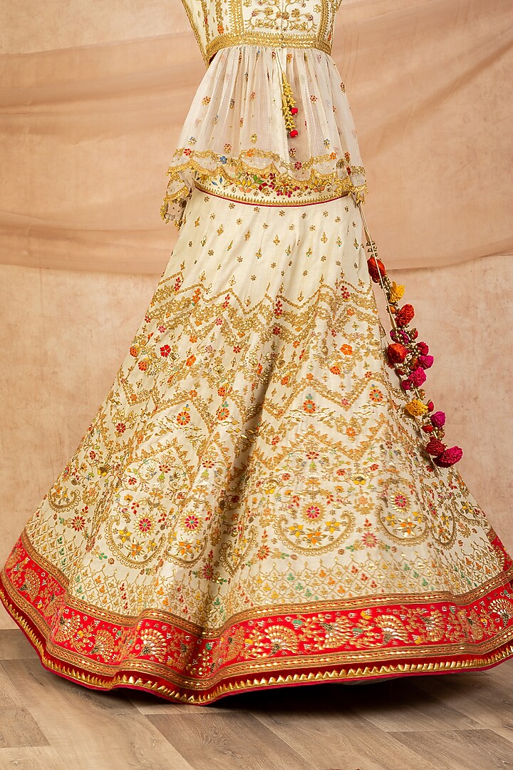 Ivory Zardosi Embroidered Bridal Lehenga Set by SWATI UBROI at Pernia's Pop Up Shop