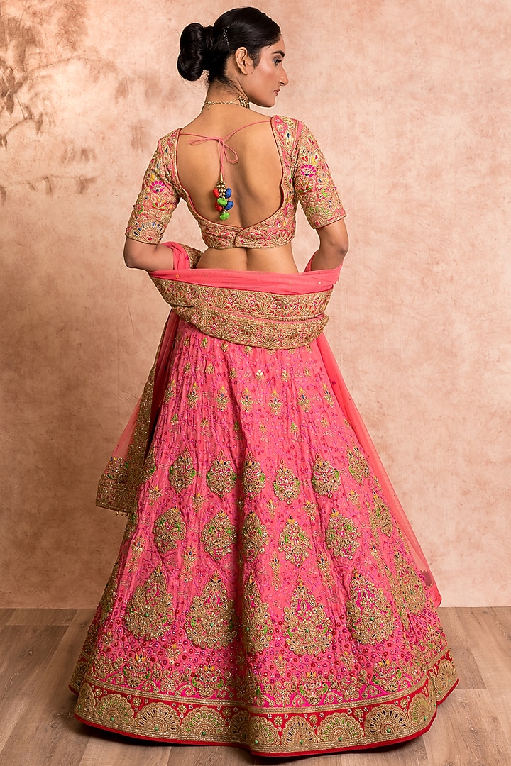 Pink Embroidered Bridal Lehenga Set by SWATI UBROI at Pernia's Pop Up Shop