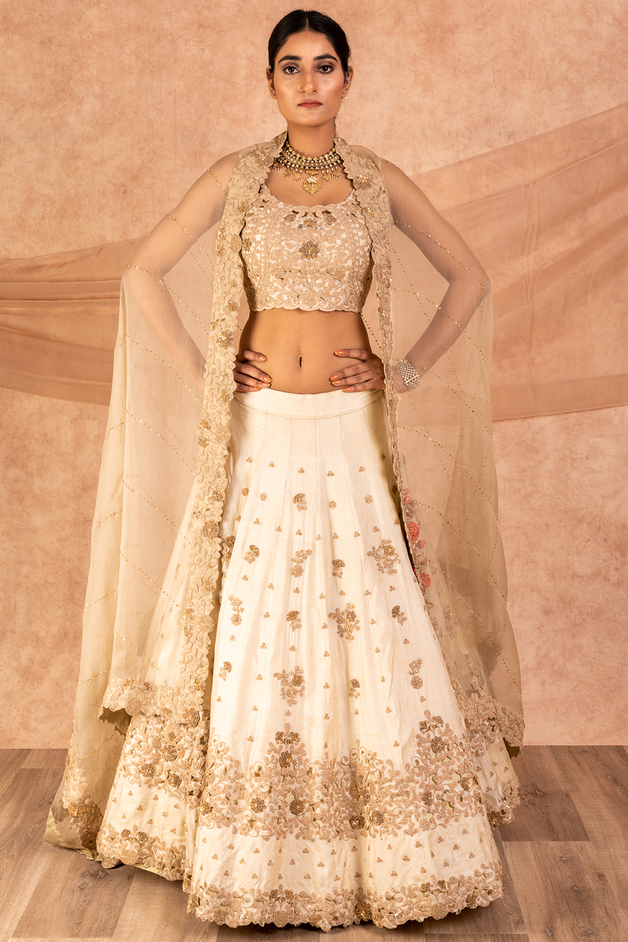 Ivory Sequins Bridal lehenga for 22 Lehenga Set by SWATI UBROI at Pernia's Pop Up Shop