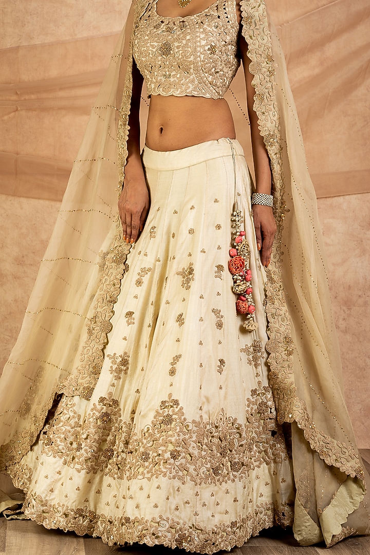 Ivory Sequins Bridal Lehenga Set by SWATI UBROI at Pernia's Pop Up Shop